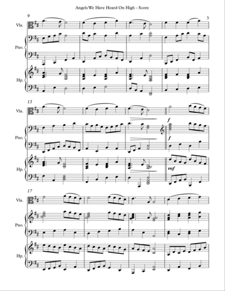 Angels We Have Heard On High, Trio for Viola, Pedal Harp and Piano image number null