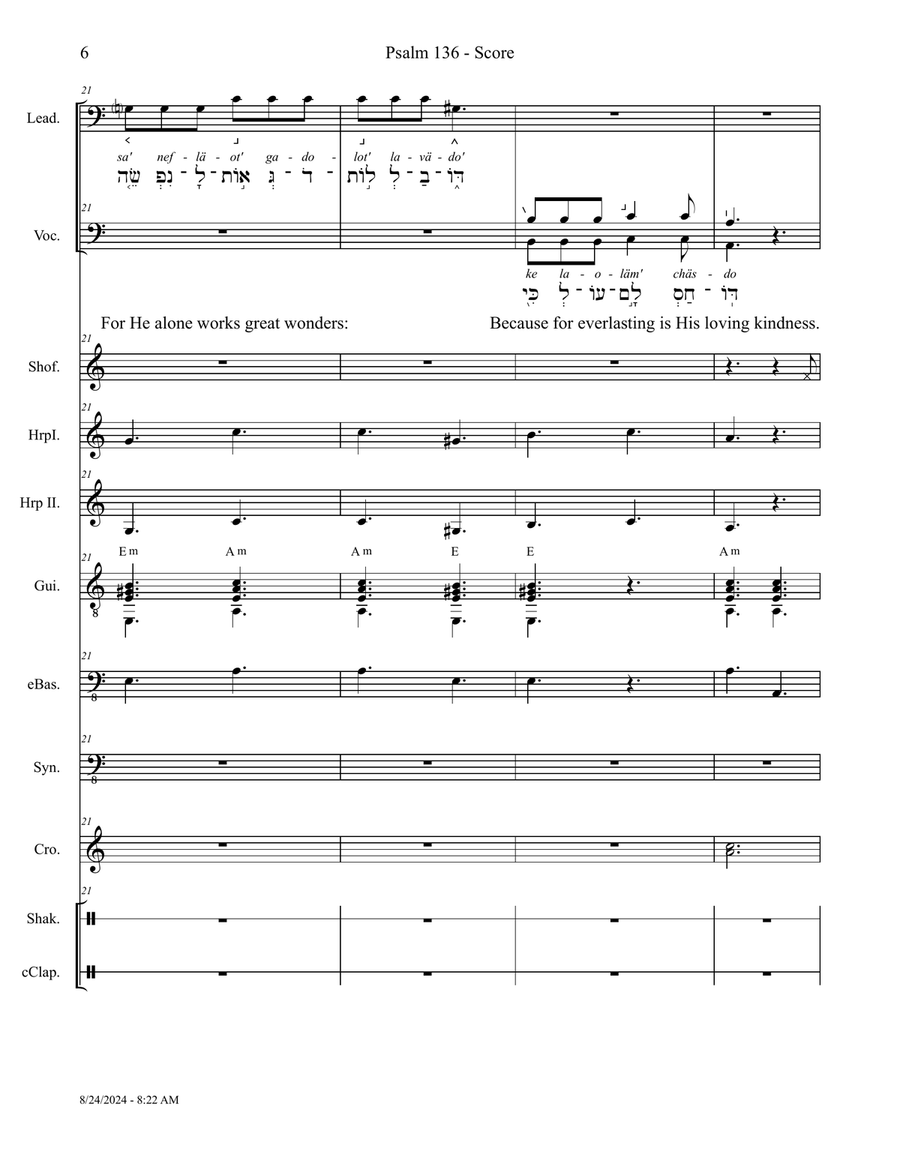 Psalm 136 - Score Only Small Ensemble scores gallery preview page 6