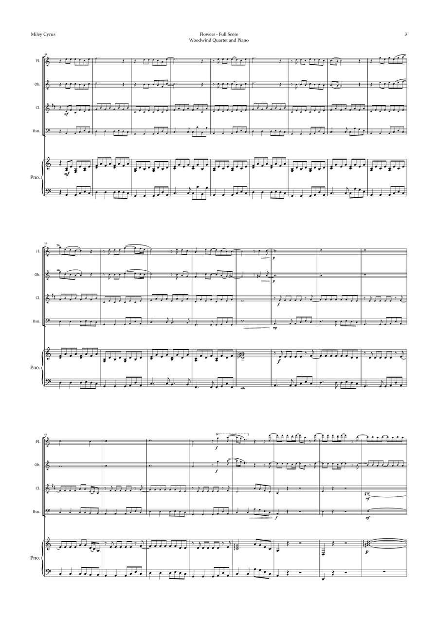Flowers Woodwind Quartet scores gallery preview page 3