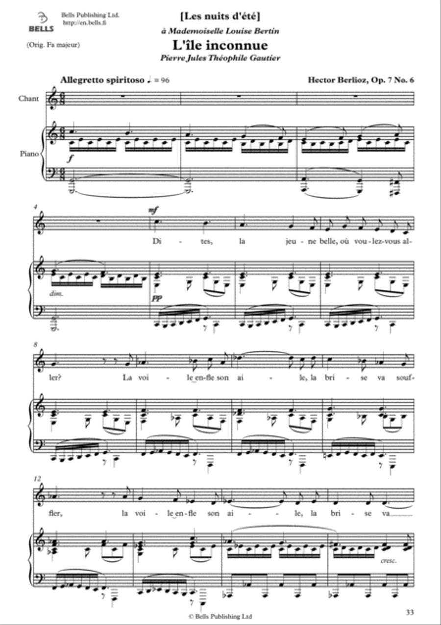 L'ile inconnue, Op. 7 No. 6 (C Major) Voice Solo scores gallery preview page 1
