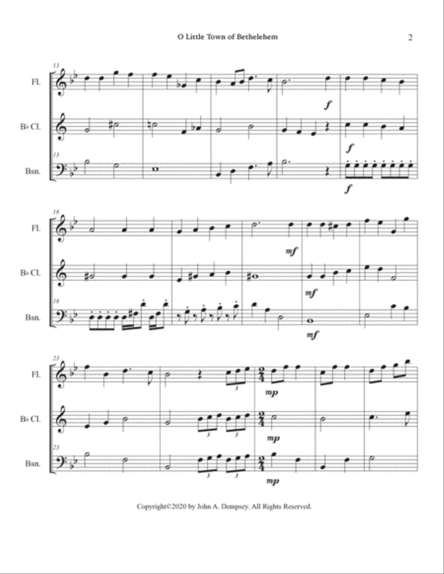 O Little Town of Bethlehem (Woodwind Trio): Flute, Clarinet and Bassoon Woodwind Trio scores gallery preview page 6