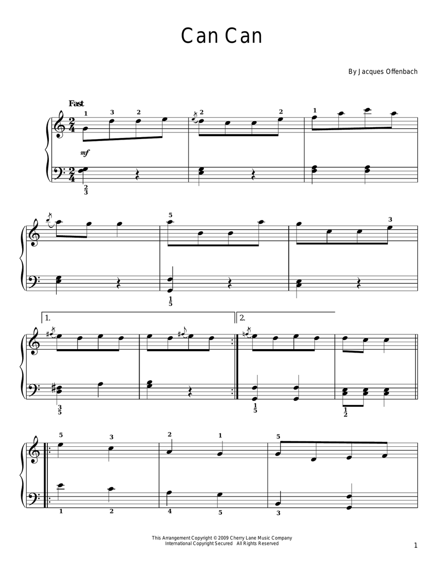 Can Can Easy Piano scores gallery preview page 1