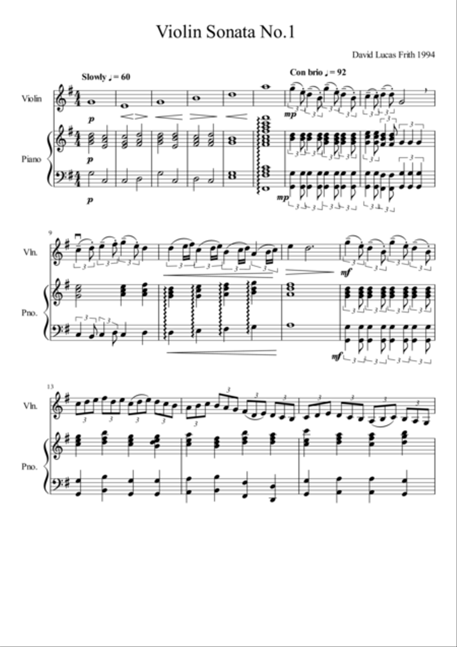 Violin Sonata No. 1 Violin Sonata No. 1 Violin Solo scores gallery preview page 1