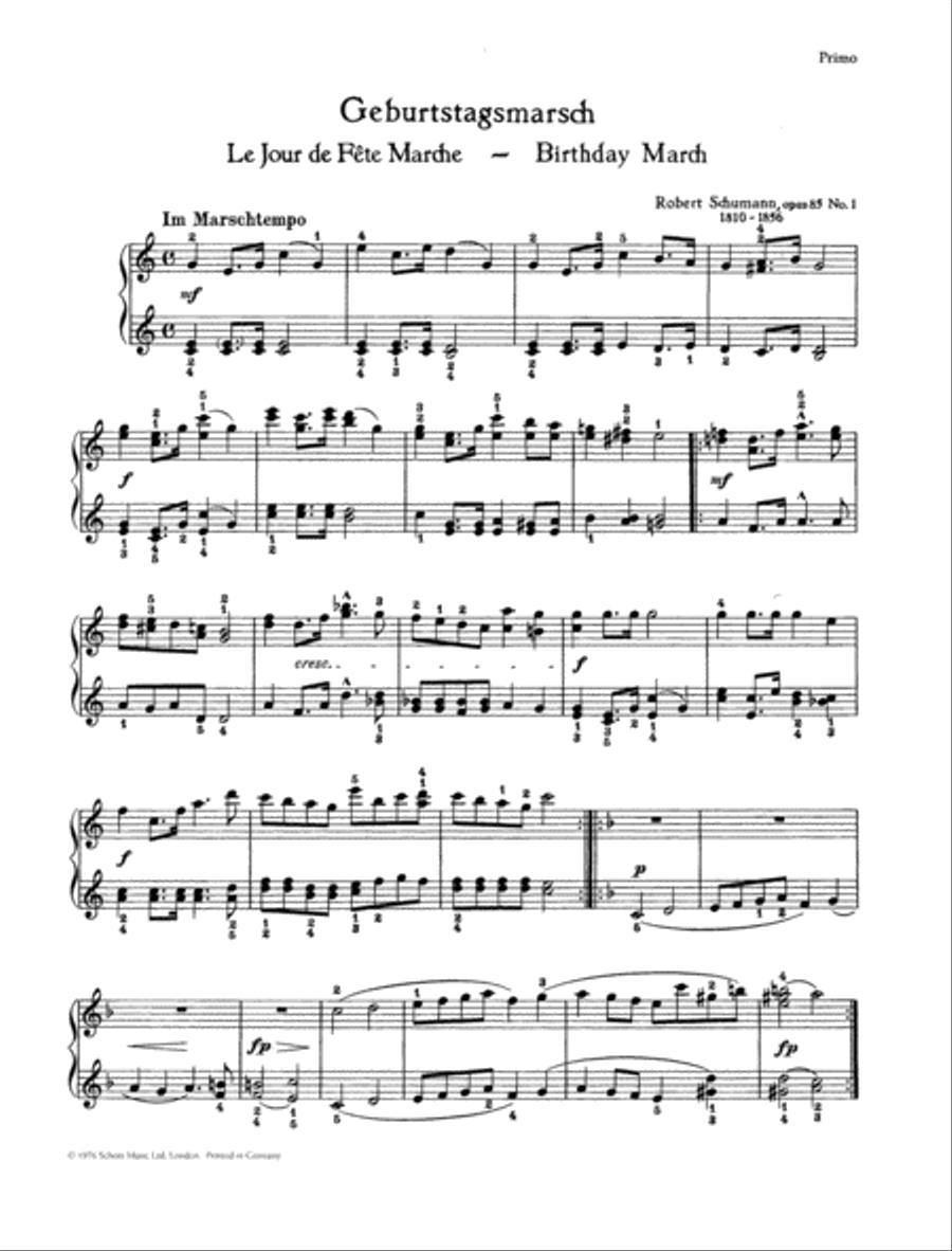 Birthday March, Op. 85/1 Piano Duet scores gallery preview page 2