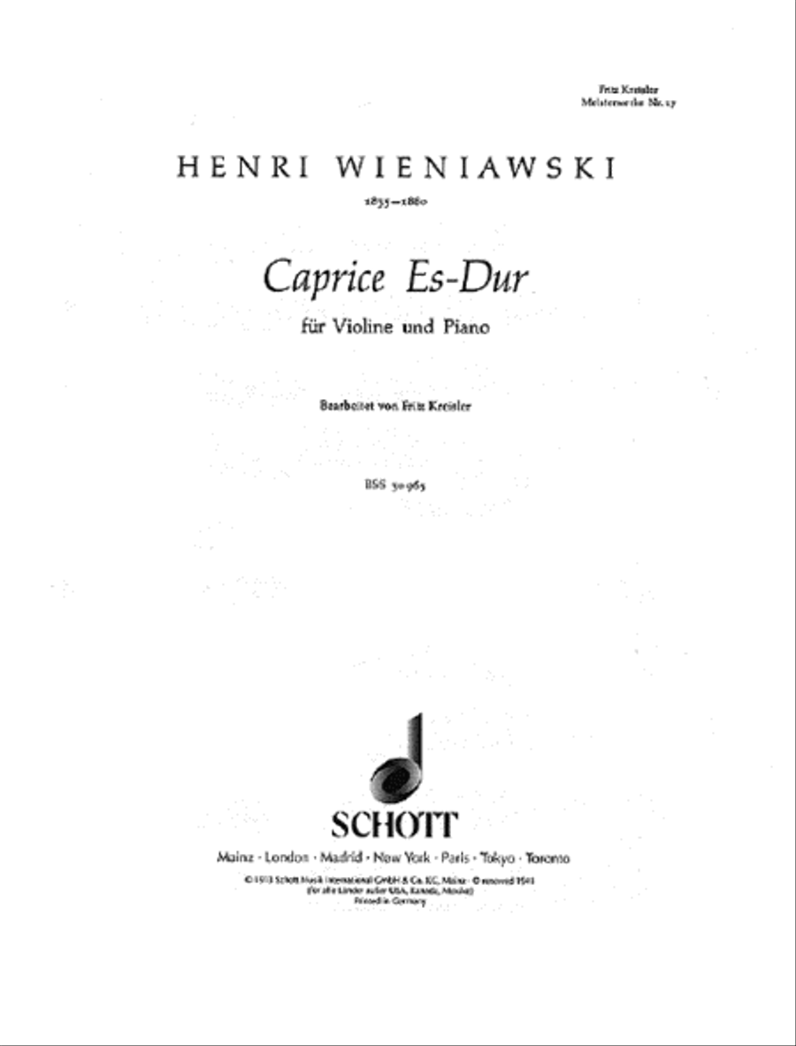 Kreisler Mw17 Wieniawski Caprice Ebmaj Violin Solo scores gallery preview page 1