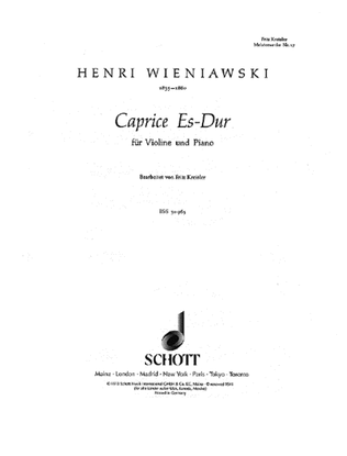 Book cover for Kreisler Mw17 Wieniawski Caprice Ebmaj