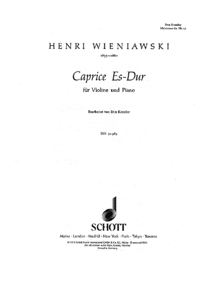 Kreisler Mw17 Wieniawski Caprice Ebmaj