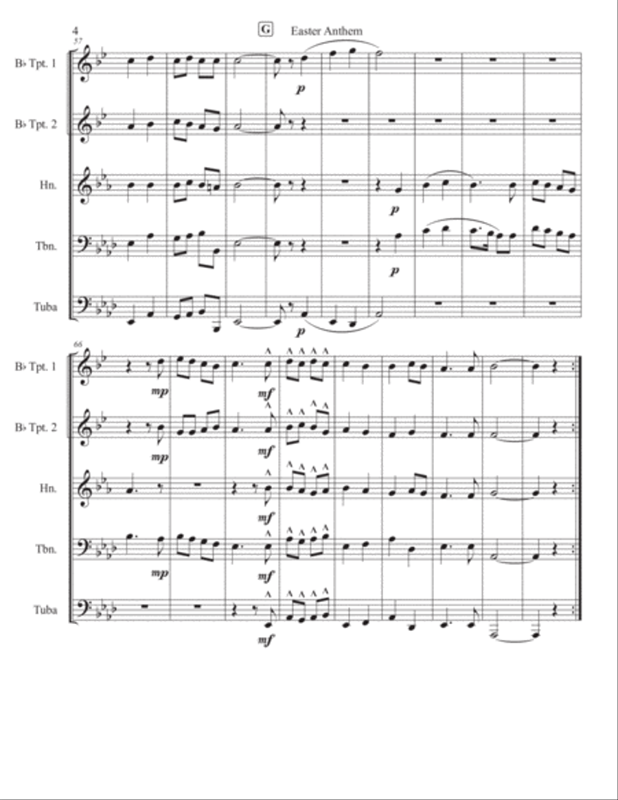 Easter Anthem Easter Anthem Brass Quintet scores gallery preview page 4