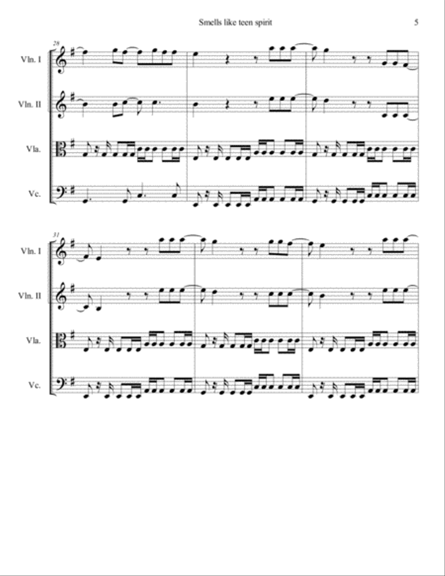 Smells Like Teen Spirit Smells Like Teen Spirit String Quartet scores gallery preview page 5