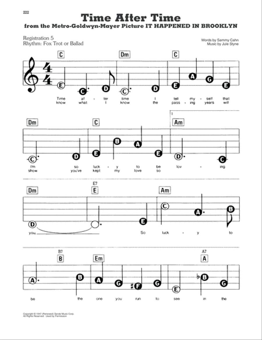 Time After Time Electronic Keyboard scores gallery preview page 1