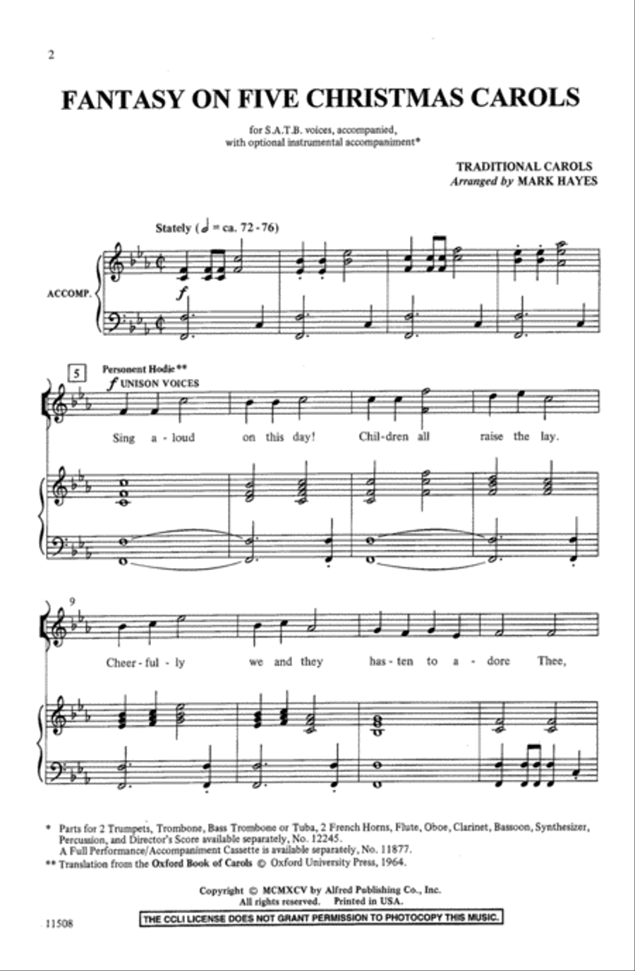 Fantasy on Five Christmas Carols 4-Part scores gallery preview page 2