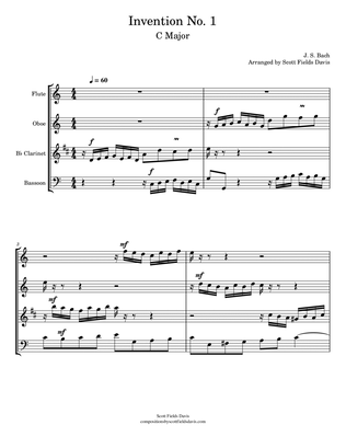 Bach Invention No. 1 for Woodwind quartet