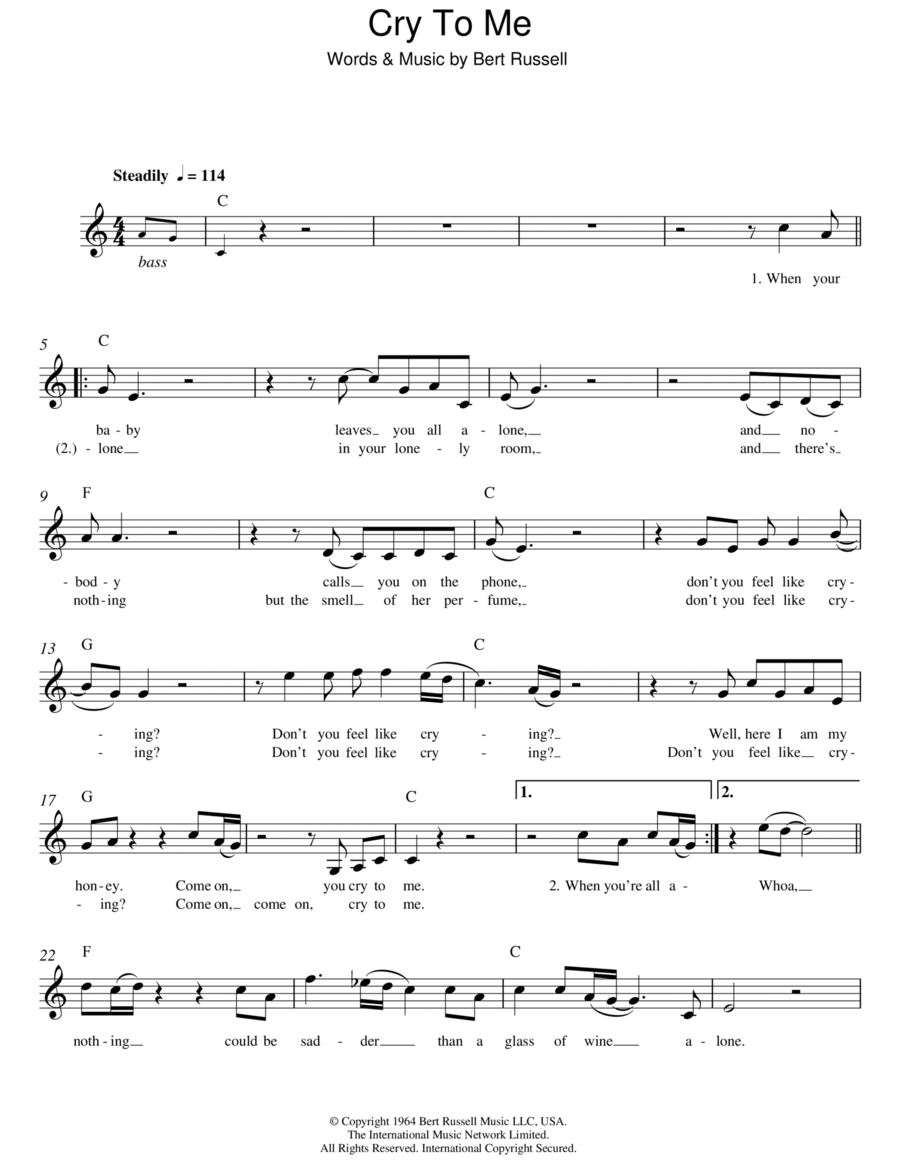 Cry To Me Piano scores gallery preview page 1