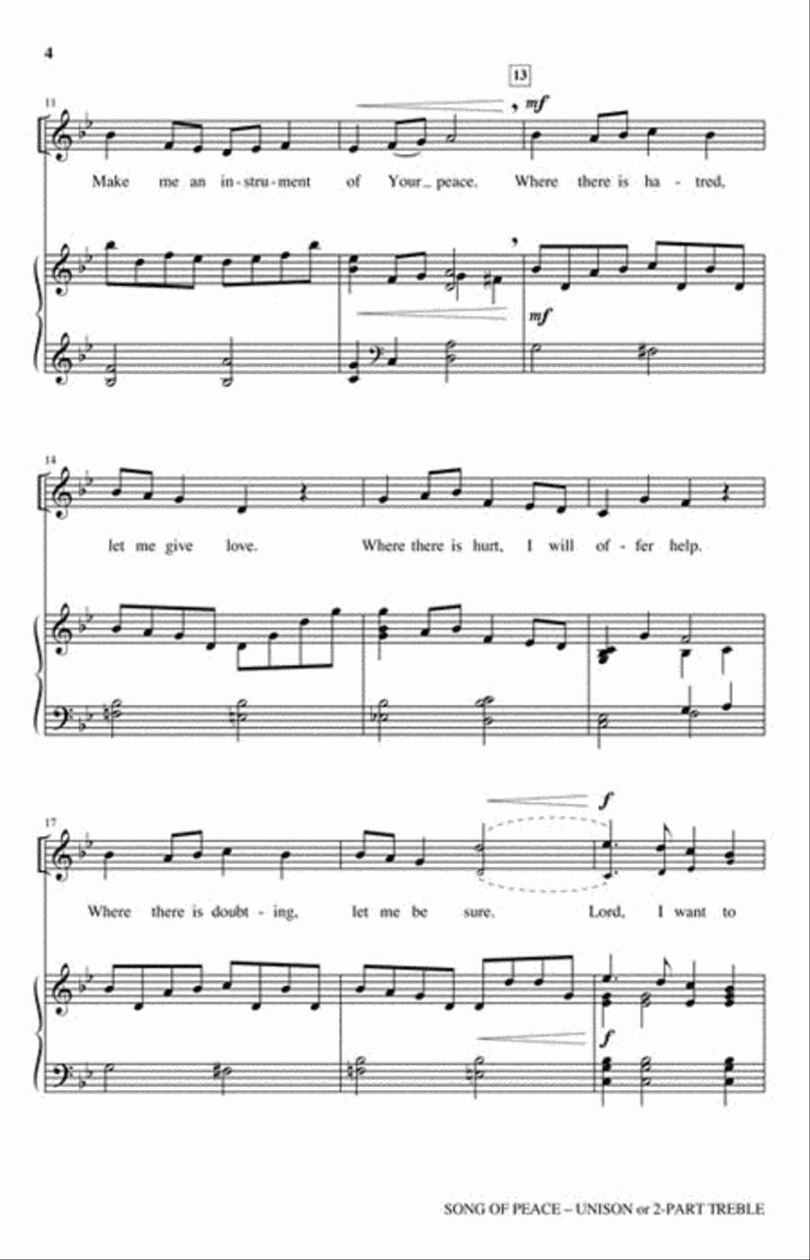 Song of Peace Unison Choir scores gallery preview page 3