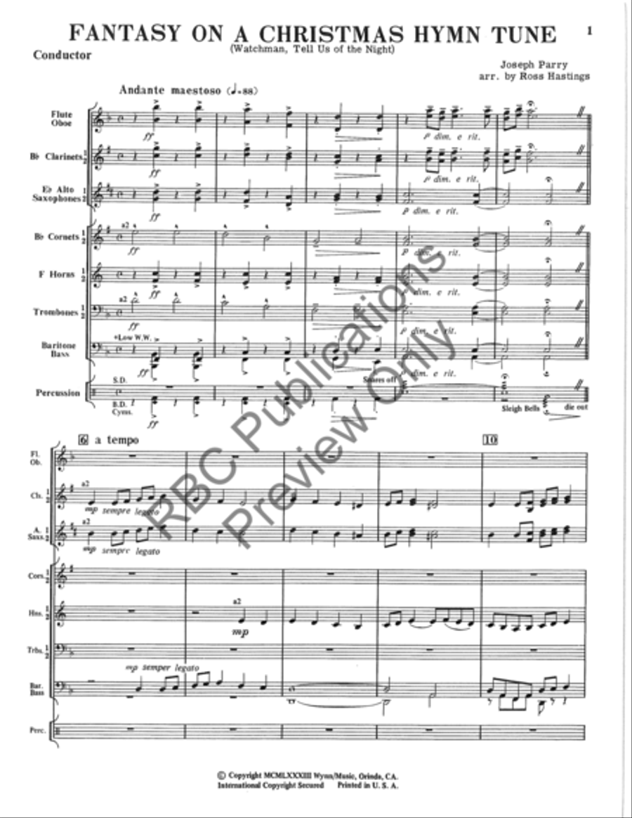 Fantasy On A Christmas Hymn Tune (Score) Concert Band scores gallery preview page 3