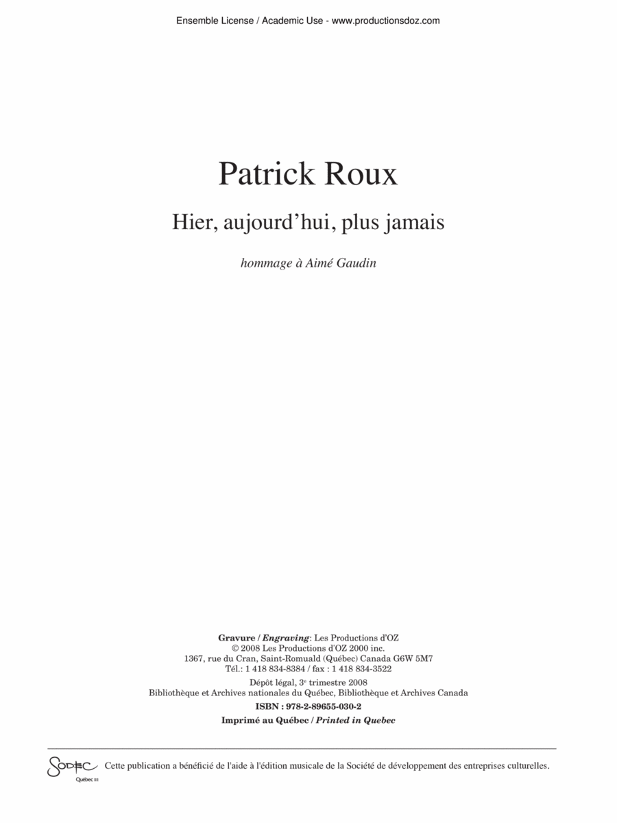 Hier, aujourd'hui, plus jamais Classical Guitar scores gallery preview page 1