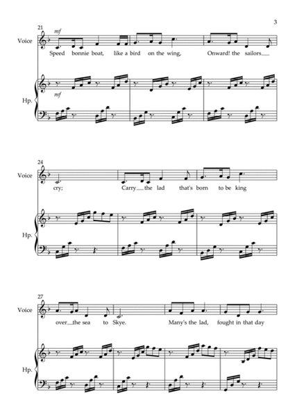 The Skye Boat Song - Voice and Harp arrangement image number null