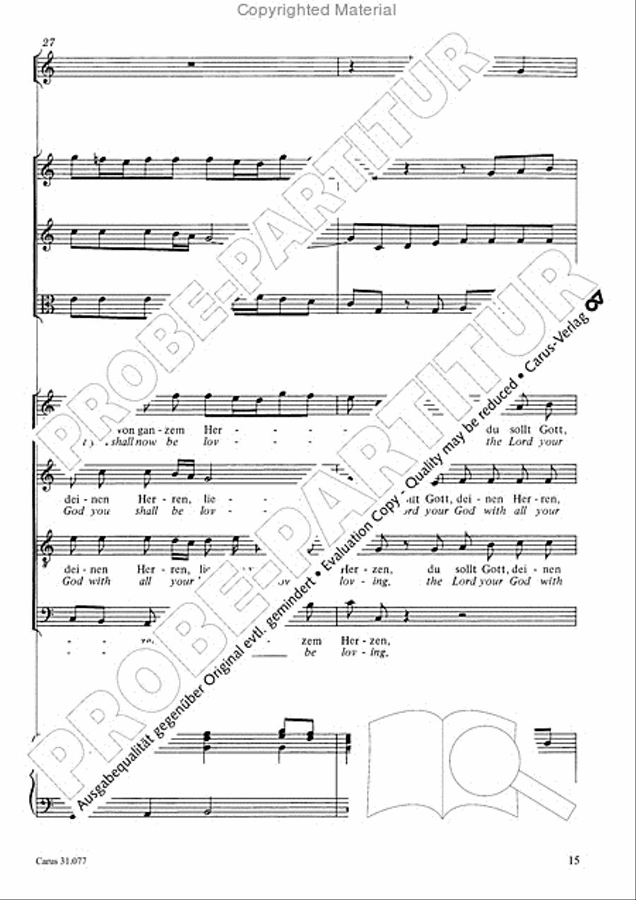The Lord your God you shall now be loving (Du sollt Gott, deinen Herren, lieben) 4-Part scores gallery preview page 16