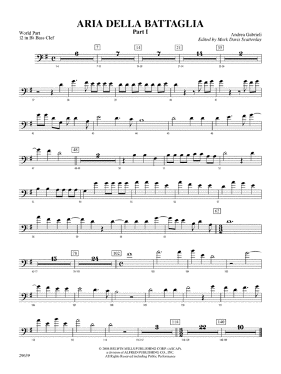 Aria Della Battaglia: (World Part) 12 in Bb Bass Clef Concert Band scores gallery preview page 1