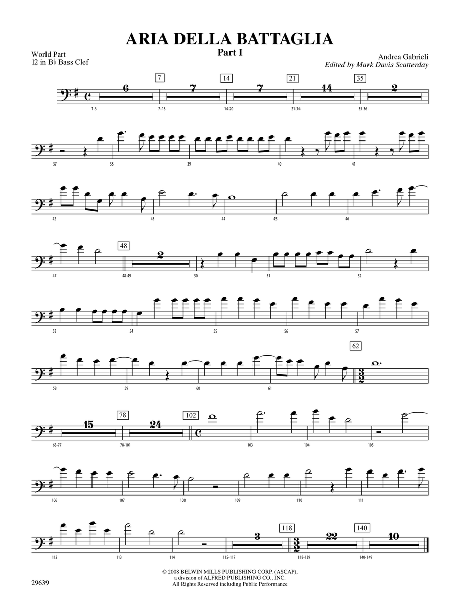 Aria Della Battaglia: (World Part) 12 in Bb Bass Clef