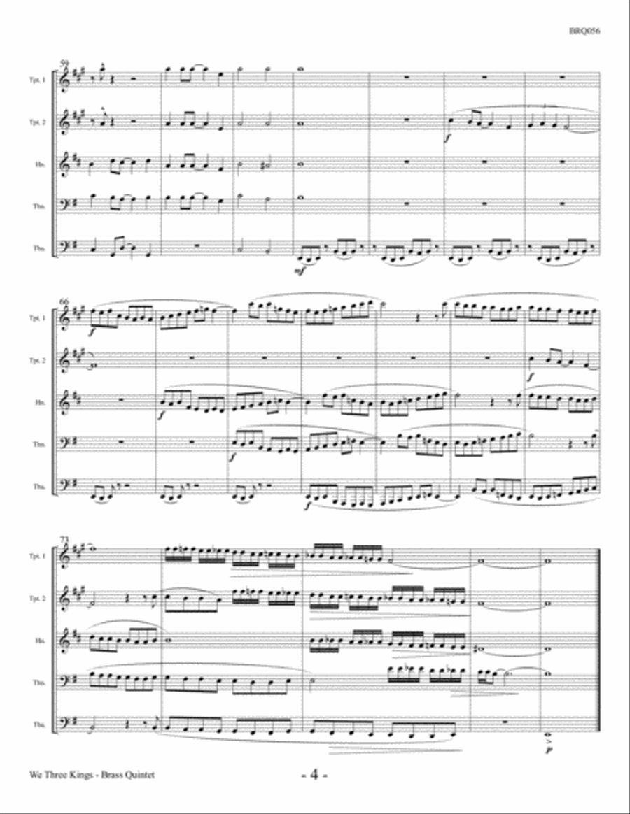 WE THREE KINGS arranged for BRASS QUINTET (unaccompanied) Brass Quintet scores gallery preview page 4