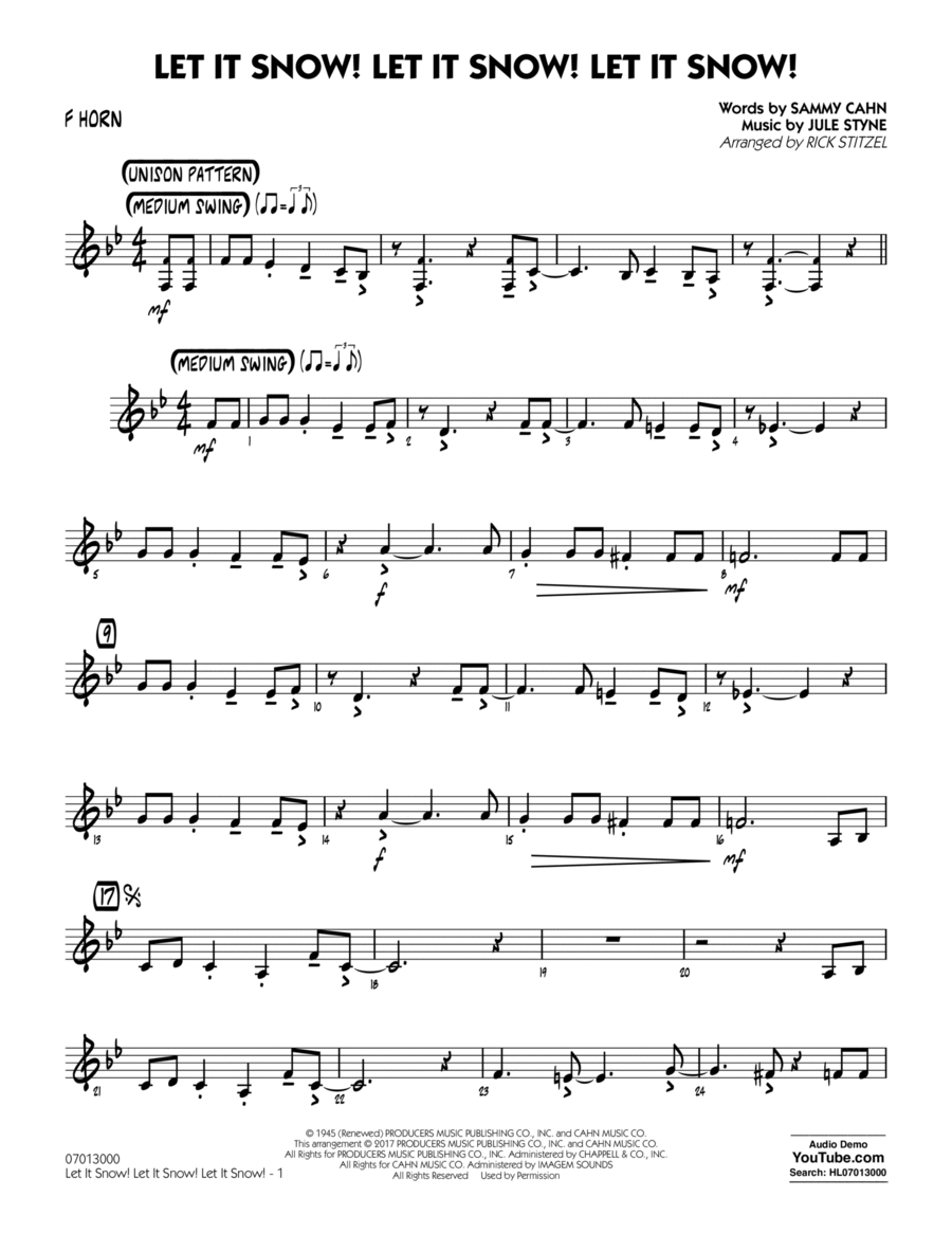 Let It Snow! Let It Snow! Let It Snow! - F Horn Horn scores gallery preview page 1