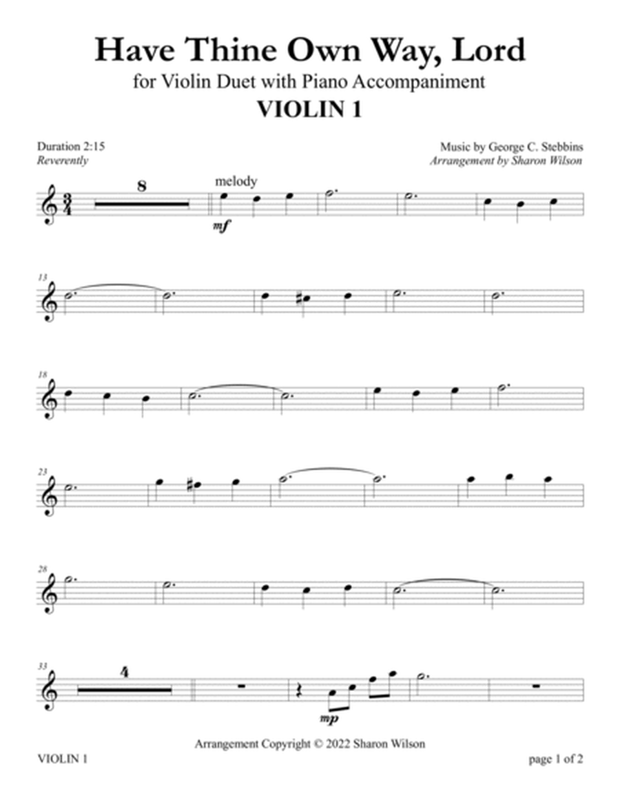 Have Thine Own Way, Lord (Easy Violin Duet with Piano accompaniment) image number null