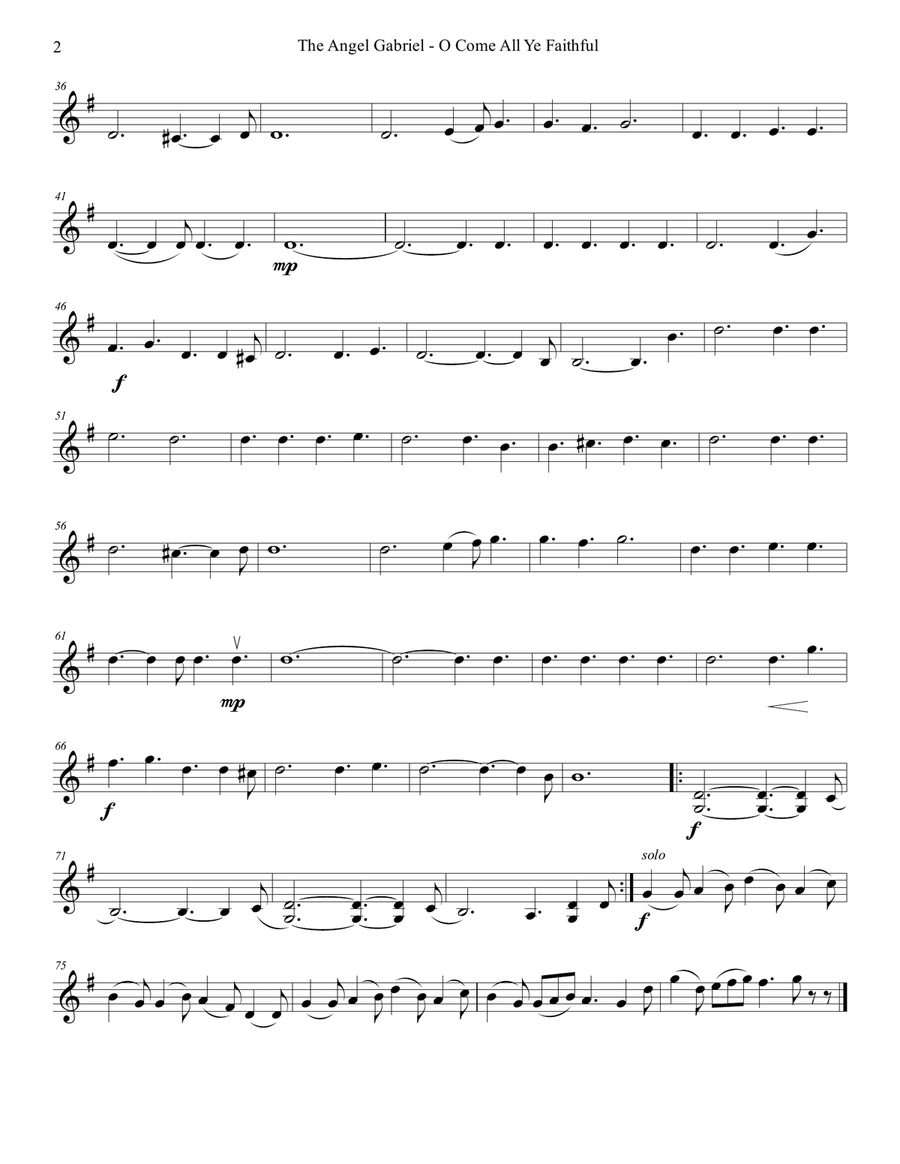 Angel Gabriel - O Come All Ye Faithful String Quartet scores gallery preview page 5