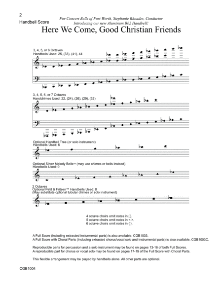 Here We Come, Good Christian Friends - Handbell Score image number null
