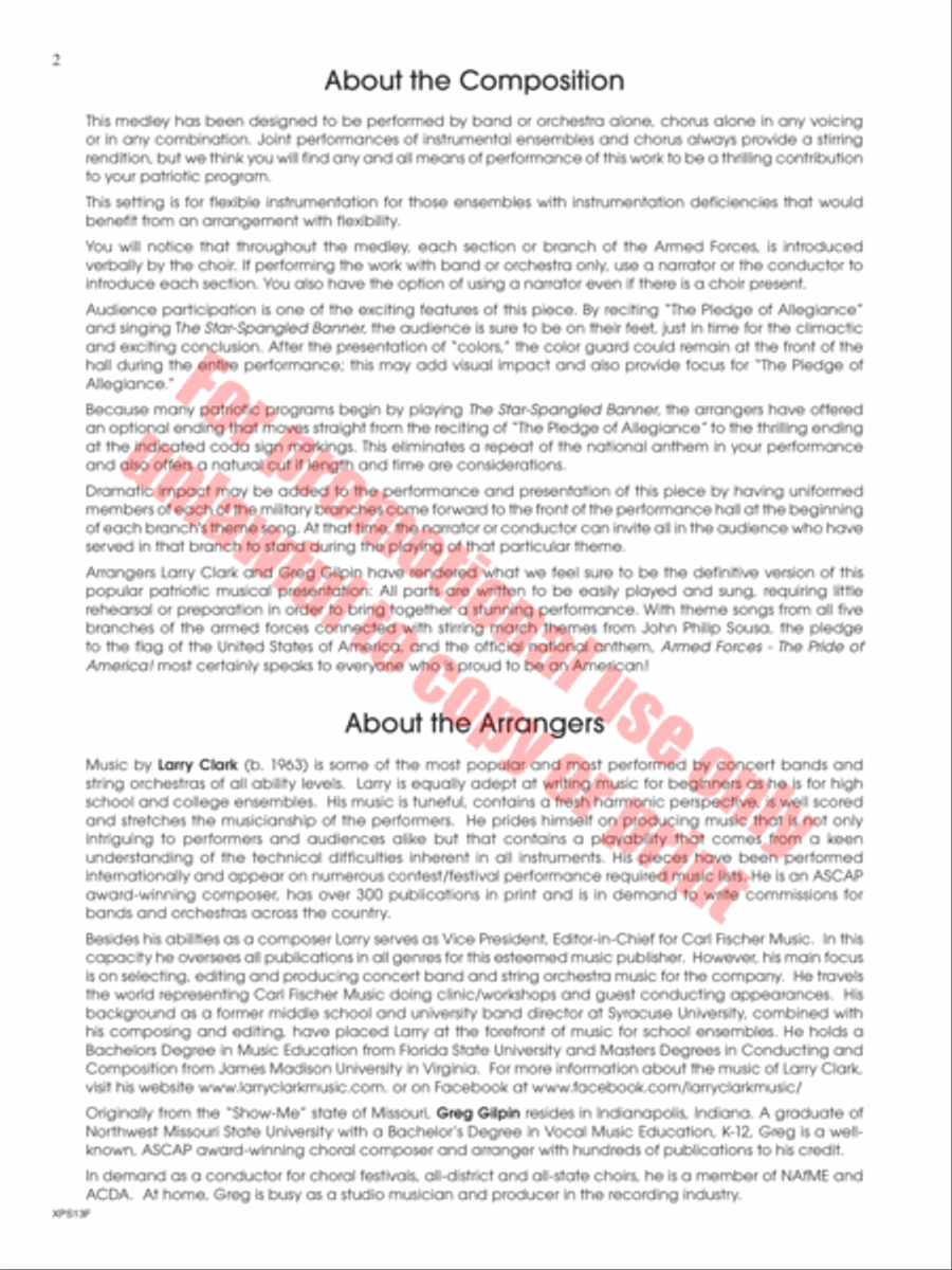Armed Forces The Pride of America! Concert Band scores gallery preview page 3