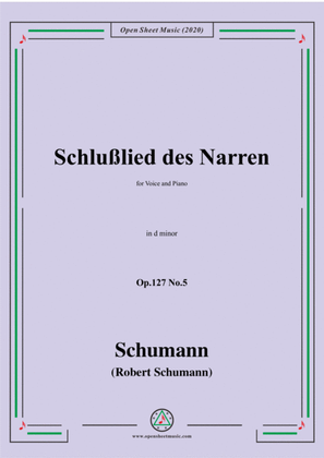 Book cover for Schumann-Schlußlied des Narren Op.127 No.5,in d minor