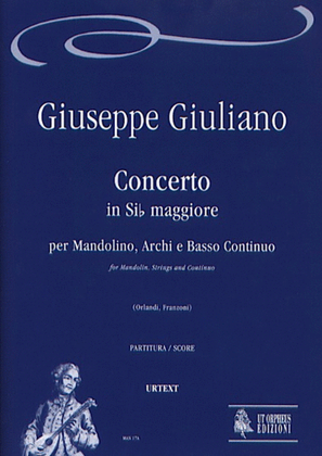 Book cover for Concerto in B flat Major for Mandolin, Strings and Continuo