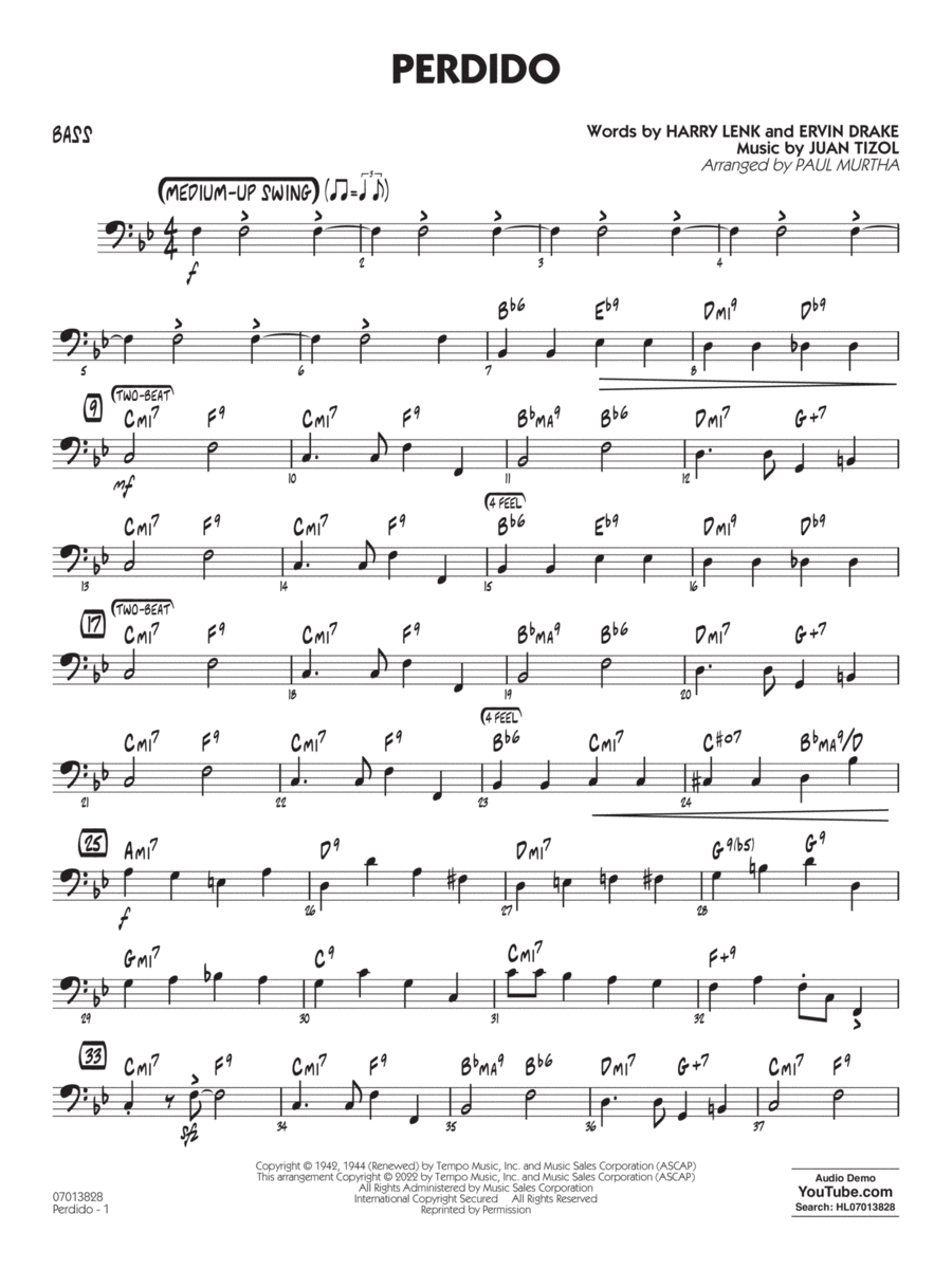 Perdido (arr. Paul Murtha) - Bass Jazz Ensemble scores gallery preview page 1