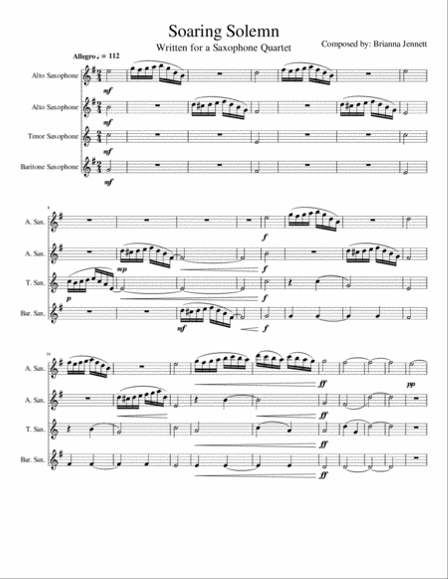 Soaring Solemn Woodwind Quartet scores gallery preview page 1