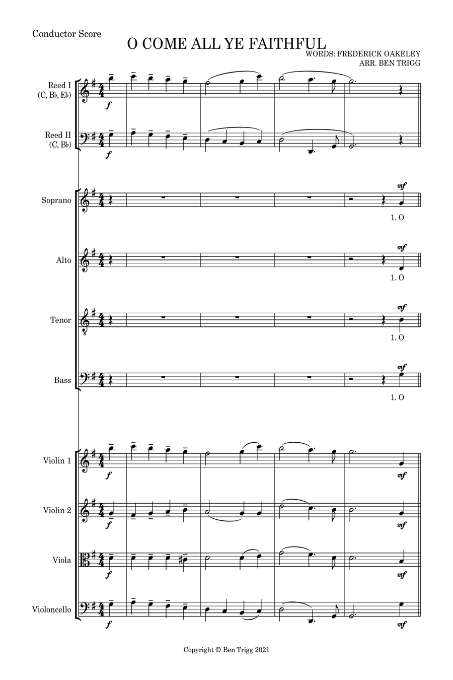 O Come, O Come, Emmanuel – SATB, String 4tet and flexible woodwind – Score and parts SATB scores gallery preview page 1