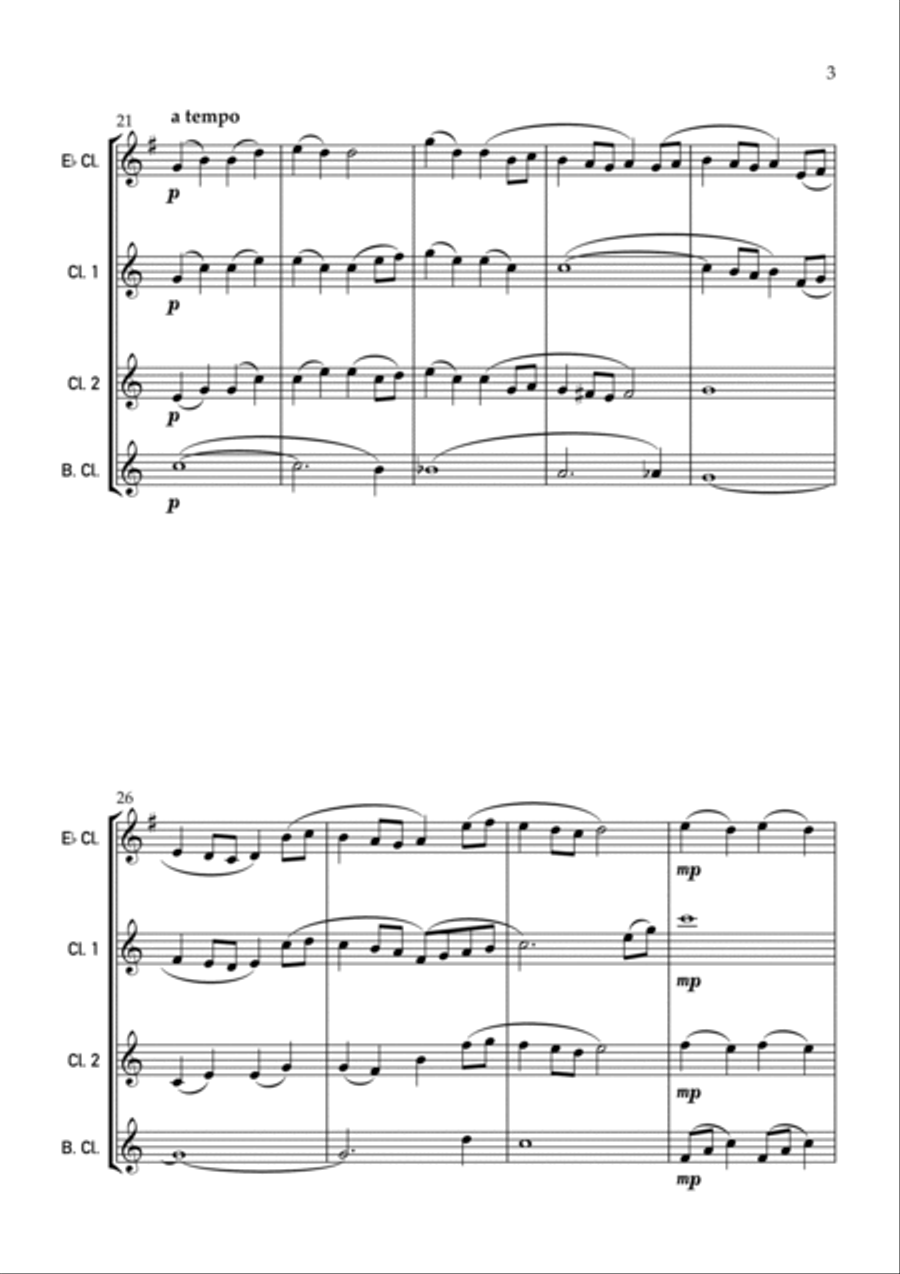 Evening Prayer from Hansel and Gretel (clarinet quartet) Clarinet Quartet scores gallery preview page 3