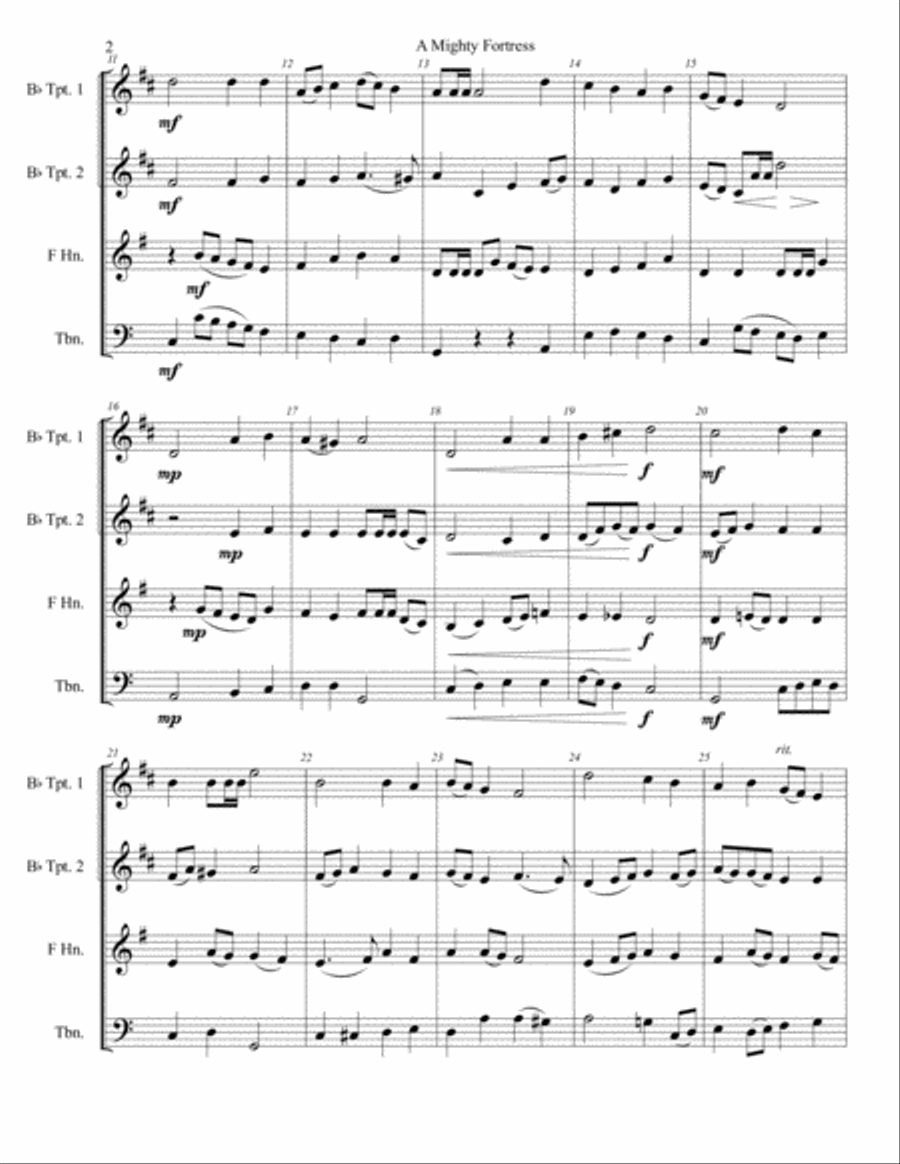 A Mighty Fortress: Fanfare and Chorale on Luther's Theme (Brass Quartet) Brass Quartet scores gallery preview page 5