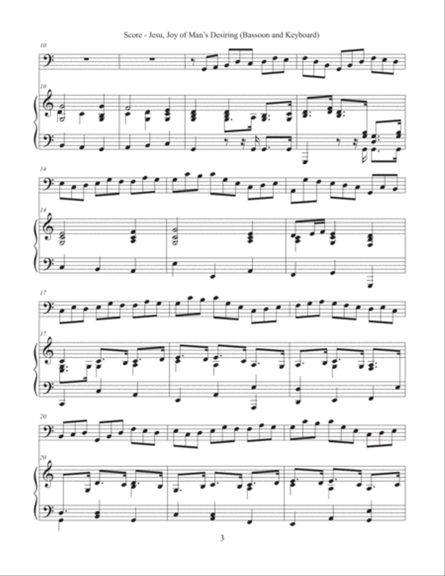 Jesu, Joy of Man's Desiring (Bassoon and Keyboard) Bassoon Solo scores gallery preview page 3