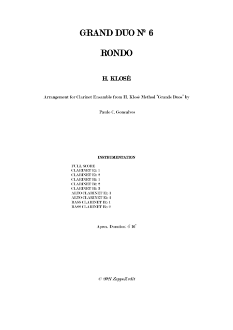 GRAND DUO Nº 6 RONDO - H. KLOSÉ Clarinet Solo scores gallery preview page 2