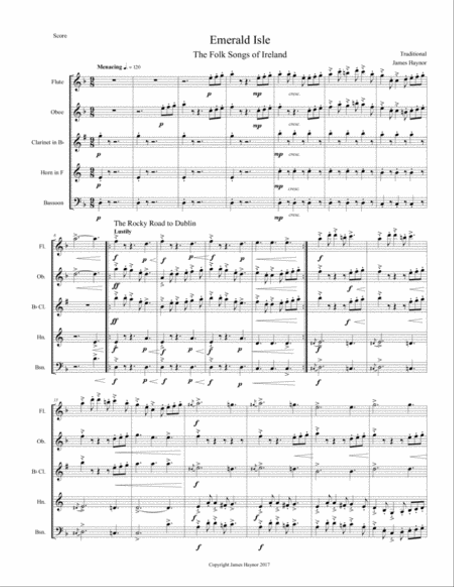 Emerald Isle - The Folk Songs of Ireland for Woodwind Quintet Woodwind Quintet scores gallery preview page 3