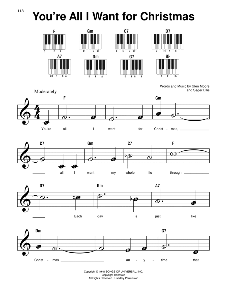 You're All I Want For Christmas Easy Piano scores gallery preview page 1