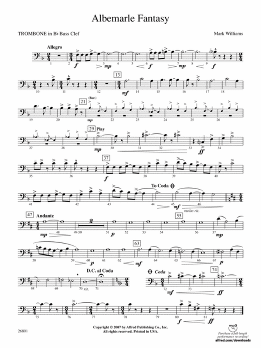 Albemarle Fantasy: (wp) 1st B-flat Trombone B.C.