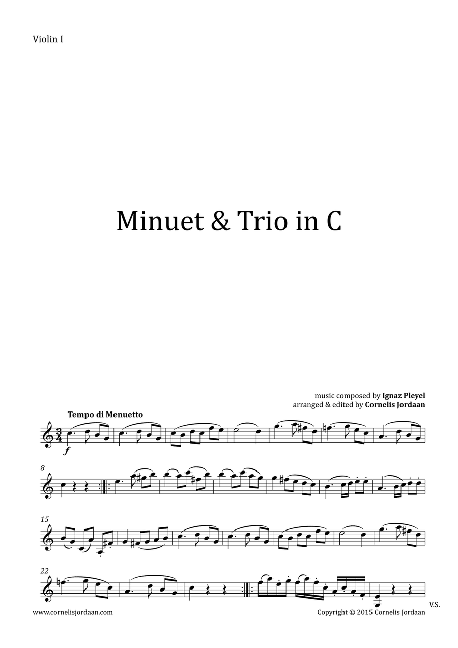 PLEYEL : Easy Minuet & Trio for violin quartet String Quartet scores gallery preview page 5