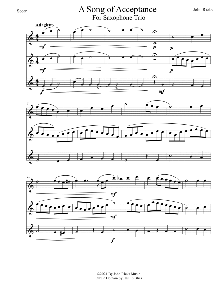 A Song of Acceptance Woodwind Trio scores gallery preview page 1