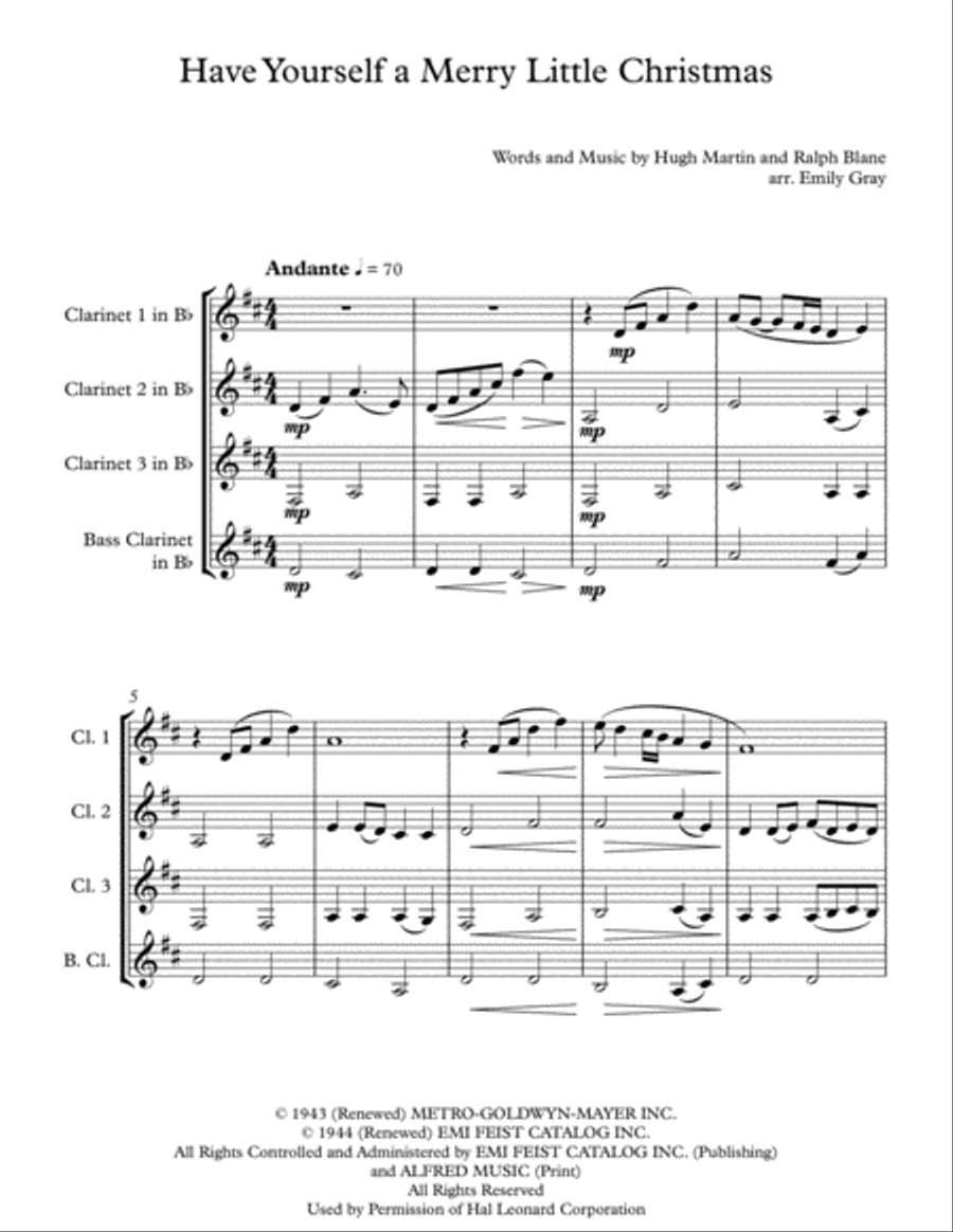Have Yourself A Merry Little Christmas from MEET ME IN ST. LOUIS Woodwind Quartet scores gallery preview page 2