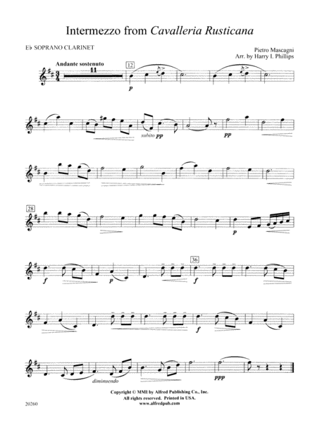 Intermezzo from Cavalleria Rusticana: E-flat Soprano Clarinet