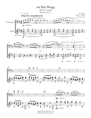 An der Wiege (By the Cradle), Op. 68, No. 5 (Cello and Guitar) - Score and Parts