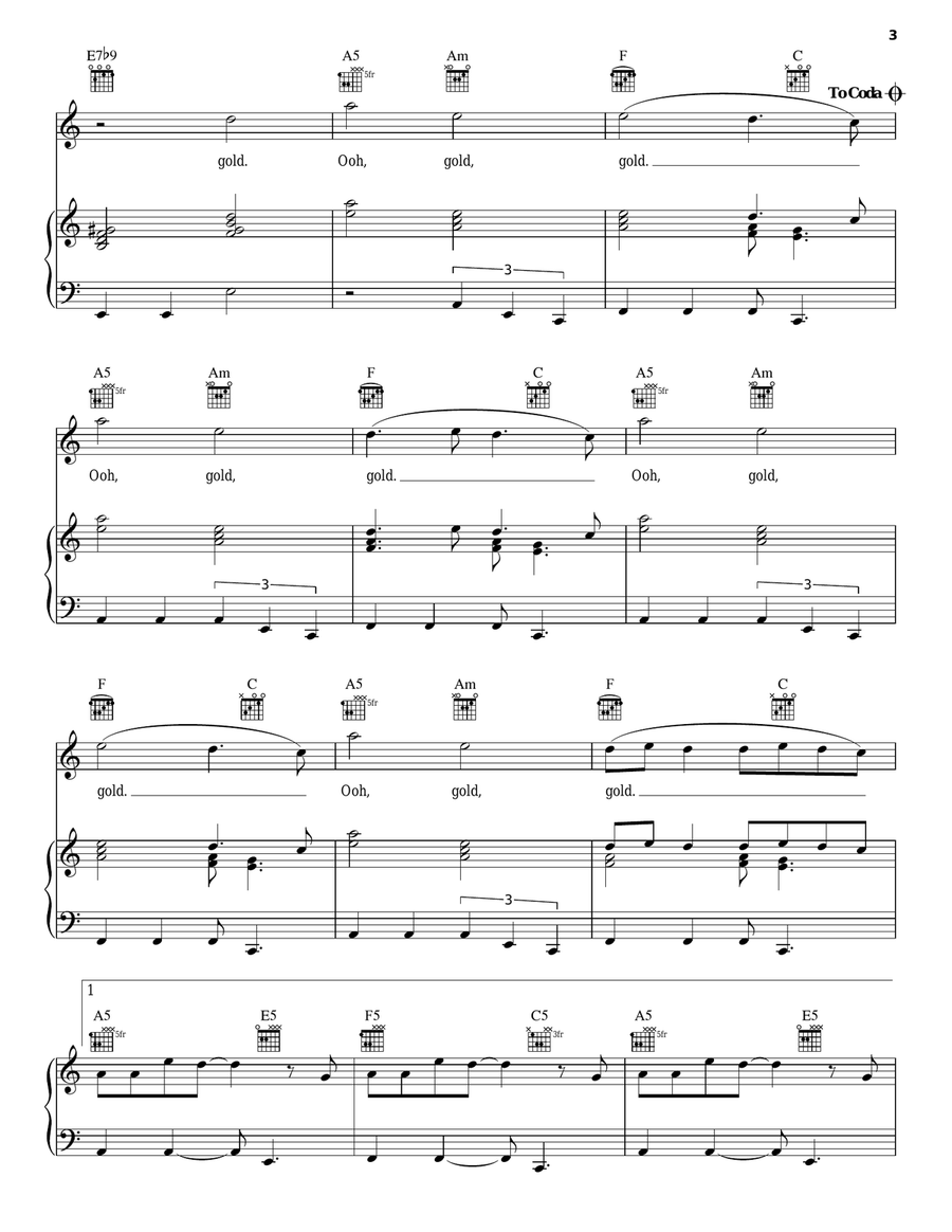 Gold Piano, Vocal, Guitar scores gallery preview page 3