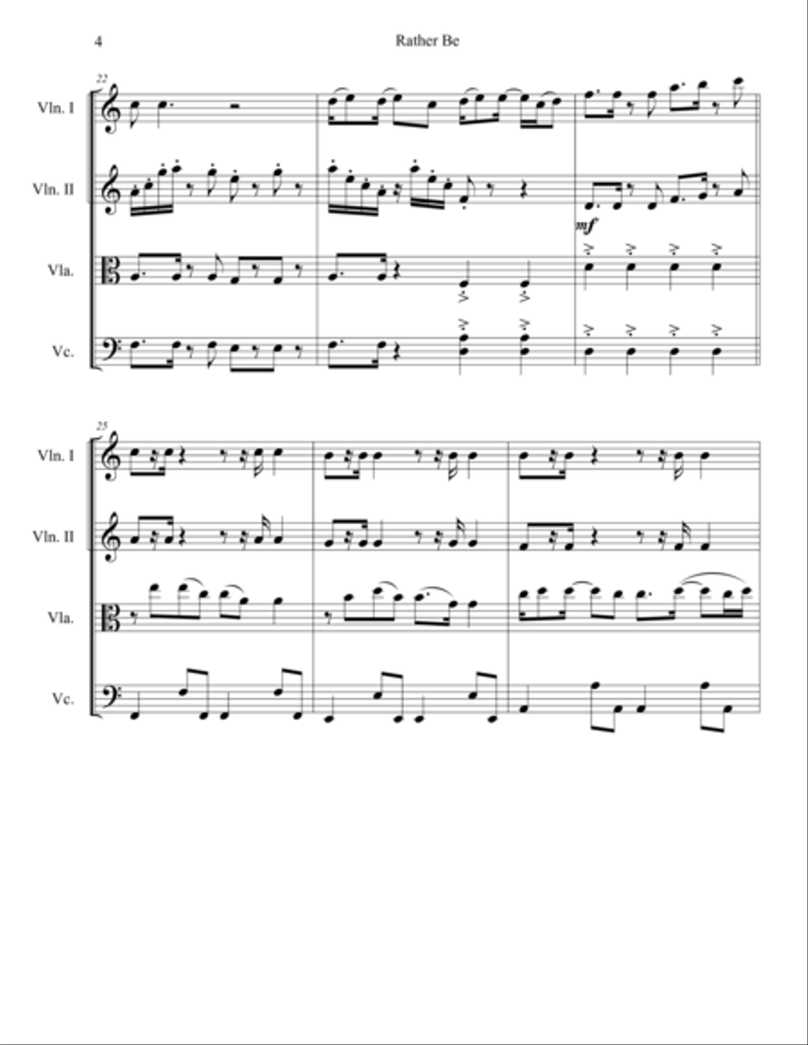 Rather Be String Quartet scores gallery preview page 4