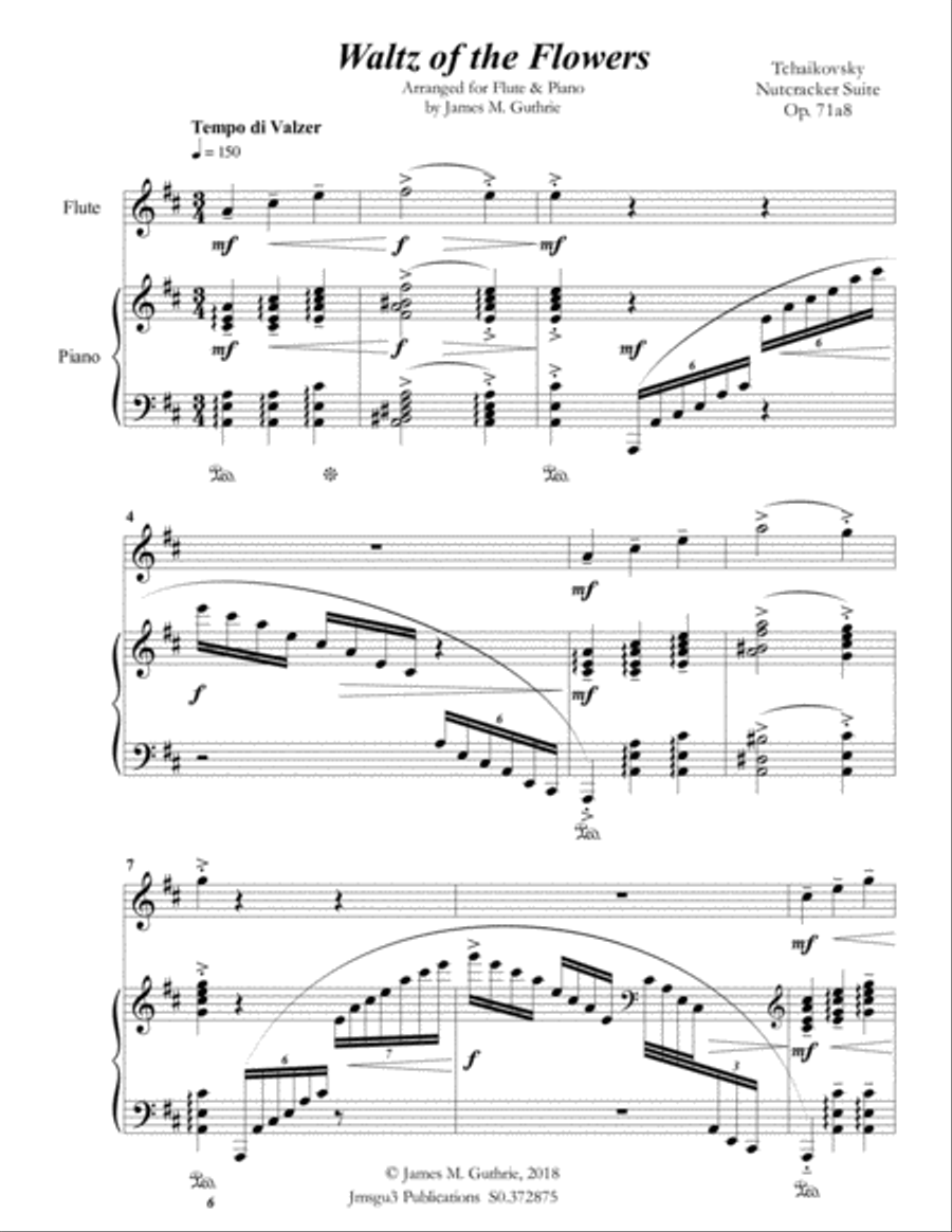 Tchaikovsky: Waltz of the Flowers from Nutcracker Suite for Flute & Piano Flute Solo scores gallery preview page 2